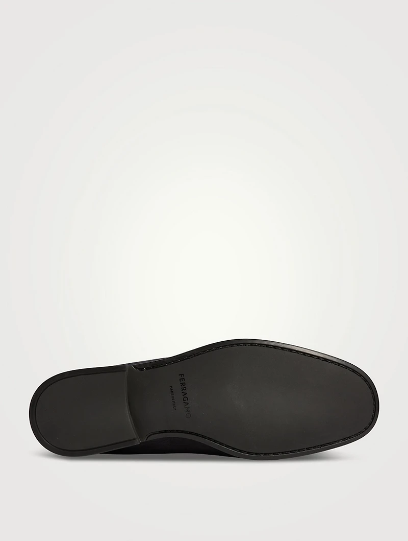 Gancini Buckle Suede Loafers