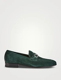 Gancini Buckle Suede Loafers