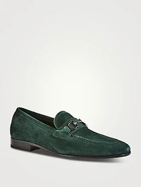 Gancini Buckle Suede Loafers