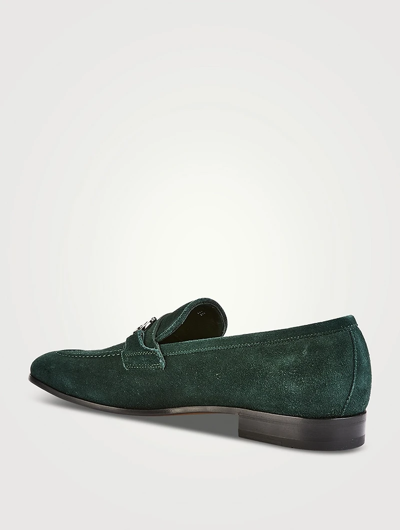 Gancini Buckle Suede Loafers