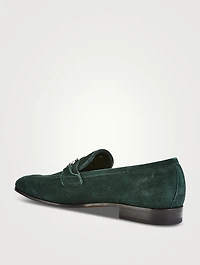 Gancini Buckle Suede Loafers