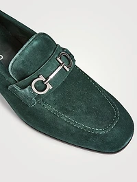 Gancini Buckle Suede Loafers