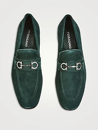 Gancini Buckle Suede Loafers