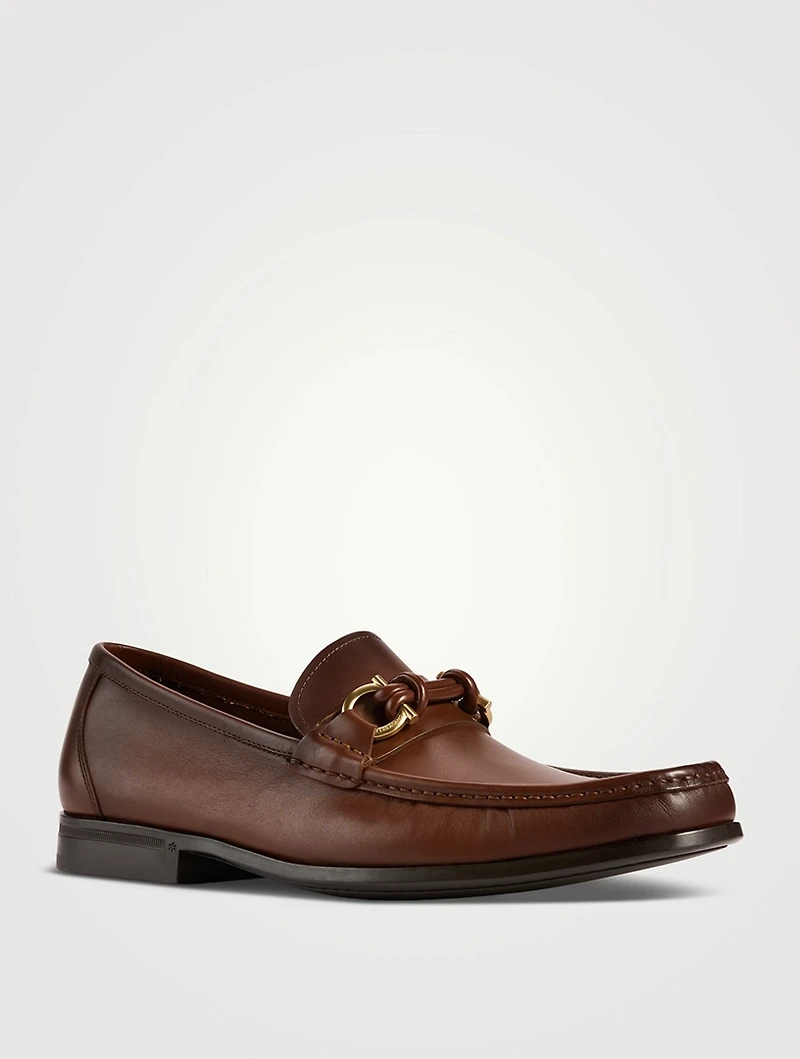 Gancini Buckle Leather Loafers