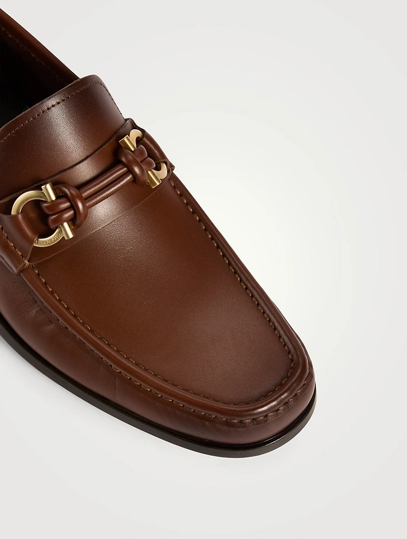 Gancini Buckle Leather Loafers