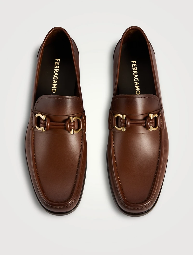 Gancini Buckle Leather Loafers
