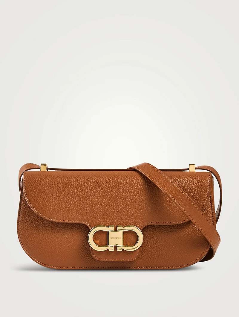 Mini Double Gancini Leather Crossbody Bag