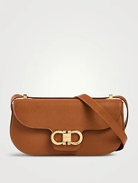 Mini Double Gancini Leather Crossbody Bag