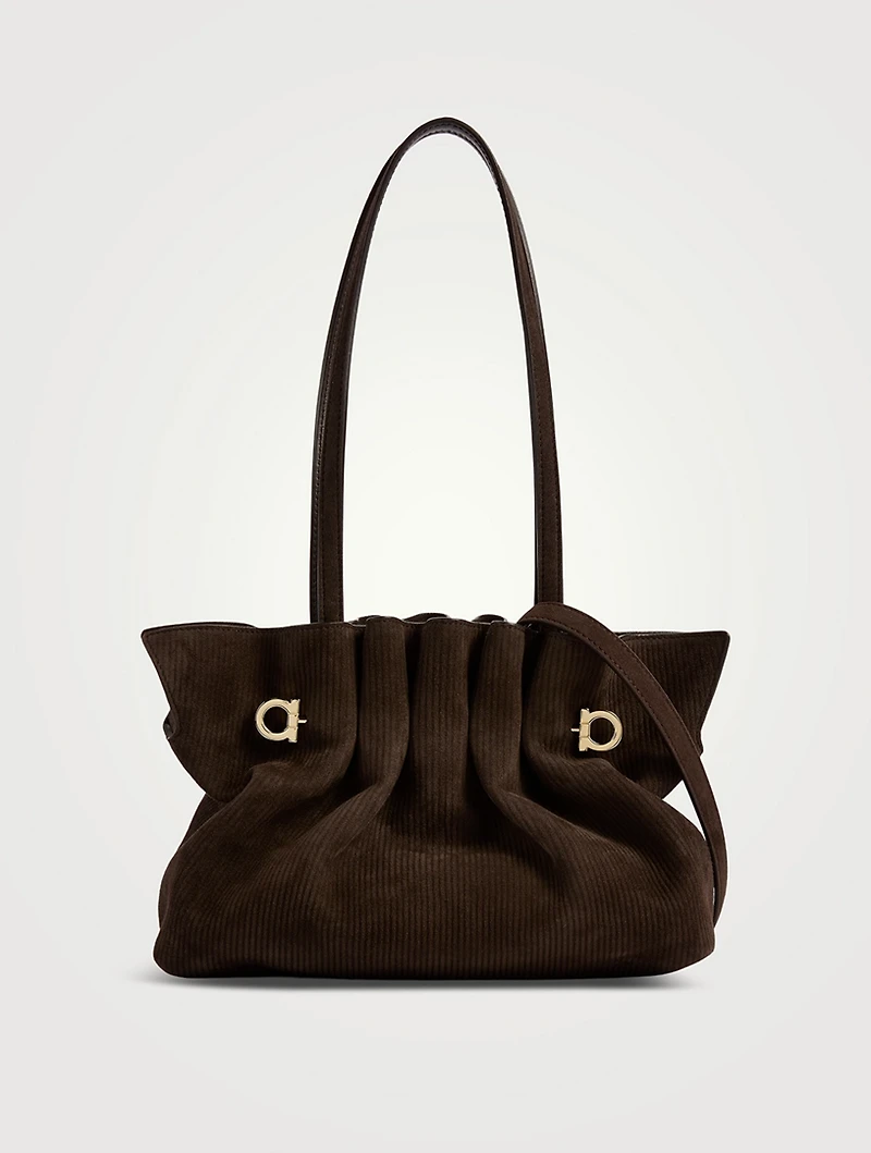 Small Ferragamo Soft Suede Shoulder Bag
