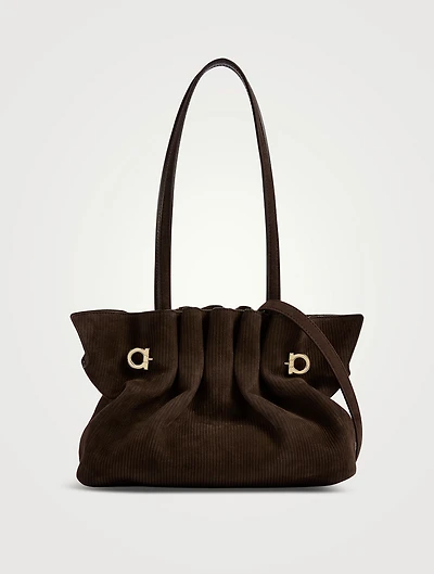 Small Ferragamo Soft Suede Shoulder Bag