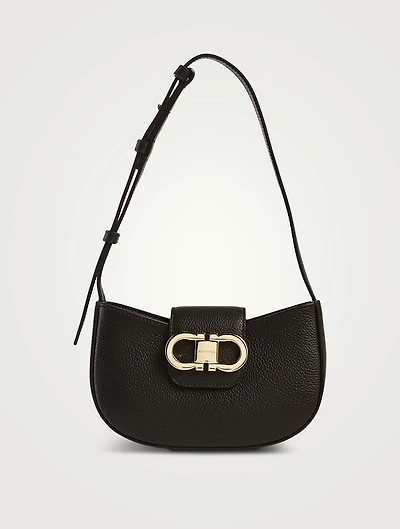 Mini Double Gancini Leather Shoulder Bag