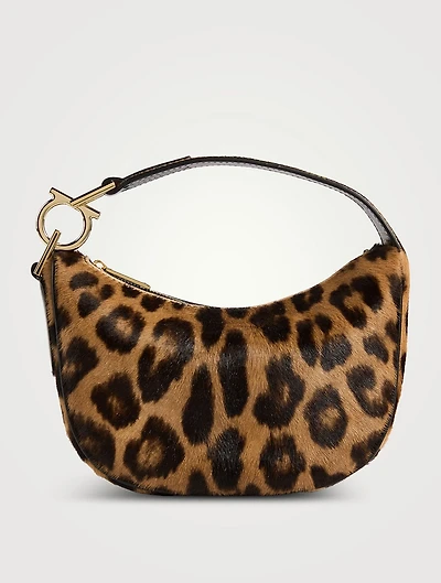 XS Calf Hair Shoulder Bag In Leopard Print