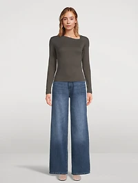 Asymmetric Neckline Long-Sleeve Top