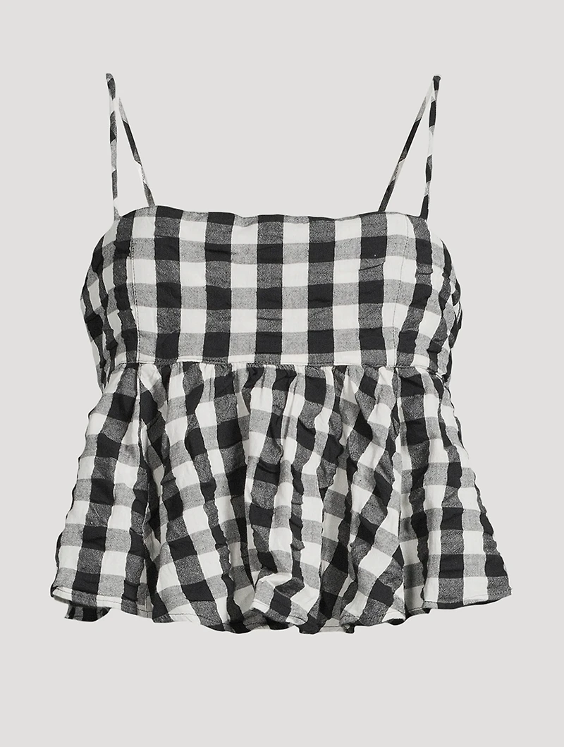 Mia Peplum Tank Top Gingham Print