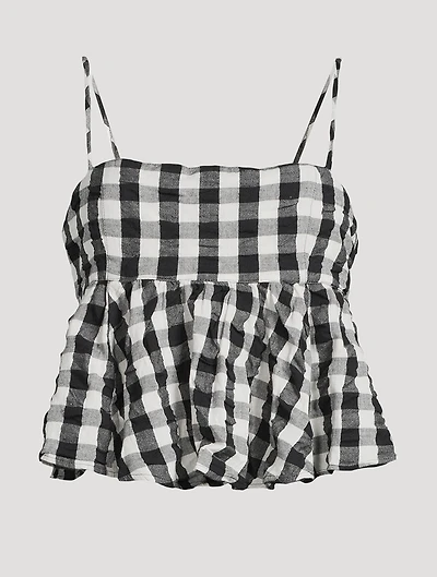 Mia Peplum Tank Top Gingham Print