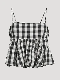 Mia Peplum Tank Top Gingham Print