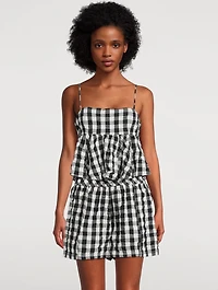 Mia Peplum Tank Top Gingham Print