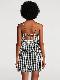 Mia Peplum Tank Top Gingham Print