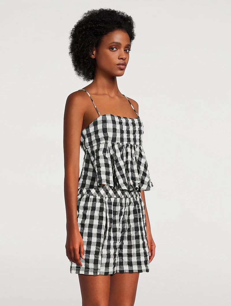 Mia Peplum Tank Top Gingham Print