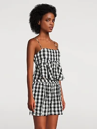 Mia Peplum Tank Top Gingham Print