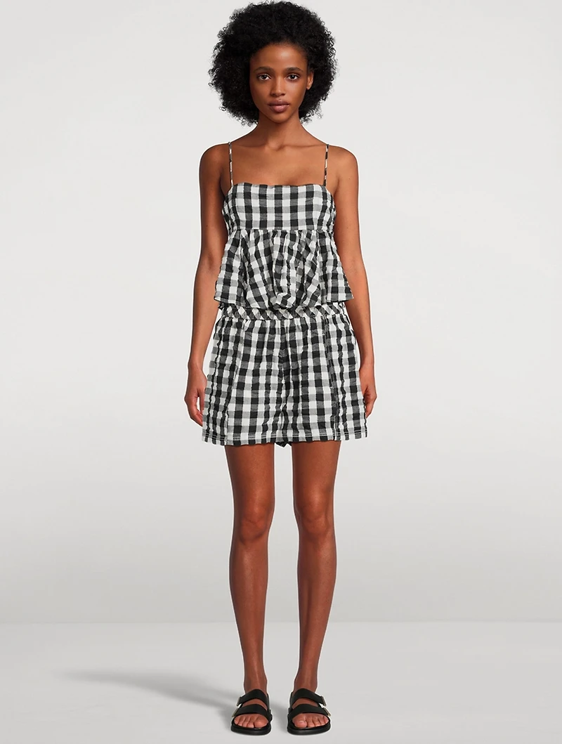Mia Peplum Tank Top Gingham Print