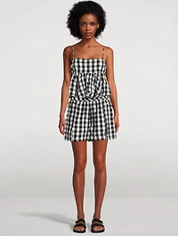 Mia Peplum Tank Top Gingham Print