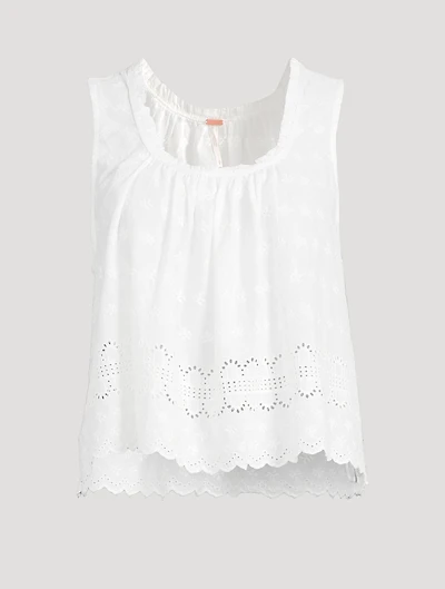 Marina Eyelet Cotton Tank Top
