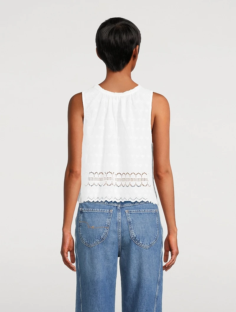 Marina Eyelet Cotton Tank Top