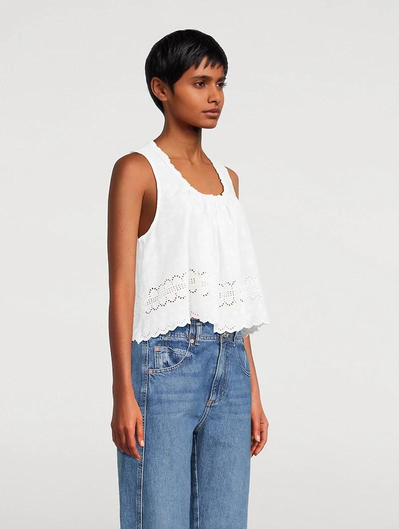 Marina Eyelet Cotton Tank Top