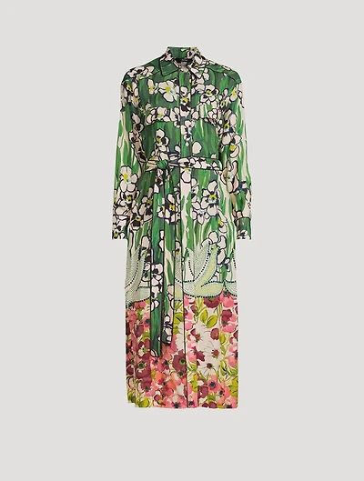 Belted Shirt Dress Floral Print
