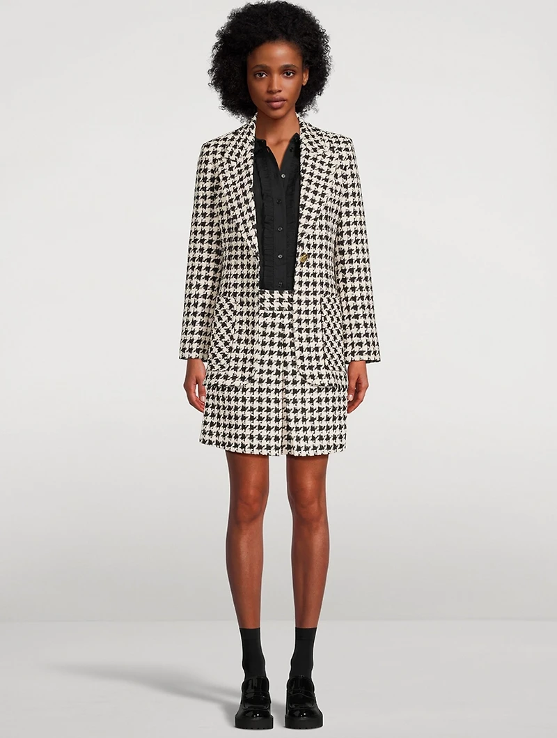 Houndstooth Tweed Mini Skirt