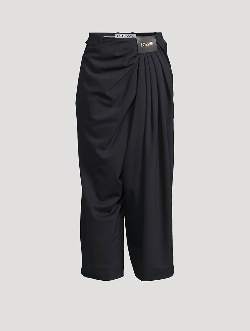 Wool Cropped Draped Trousers