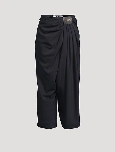 Wool Cropped Draped Trousers