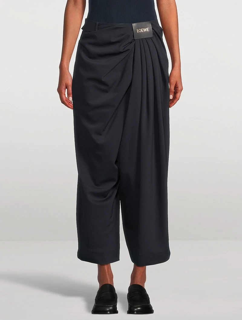 Wool Cropped Draped Trousers