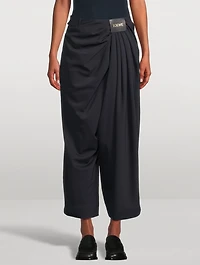 Wool Cropped Draped Trousers