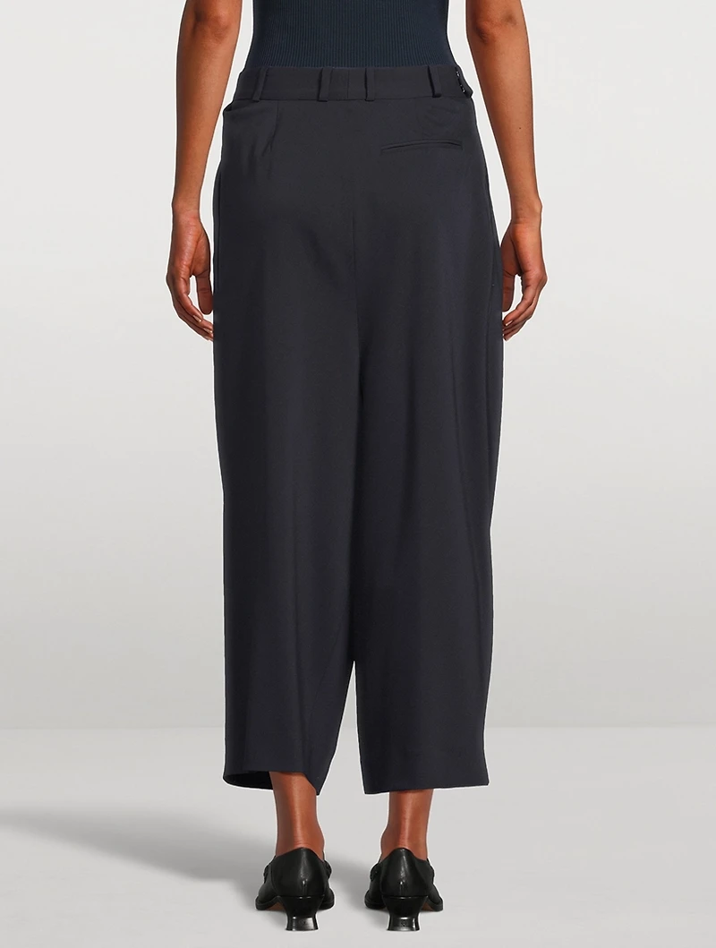 Wool Cropped Draped Trousers