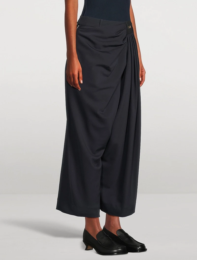 Wool Cropped Draped Trousers
