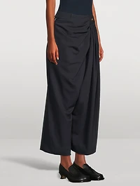 Wool Cropped Draped Trousers