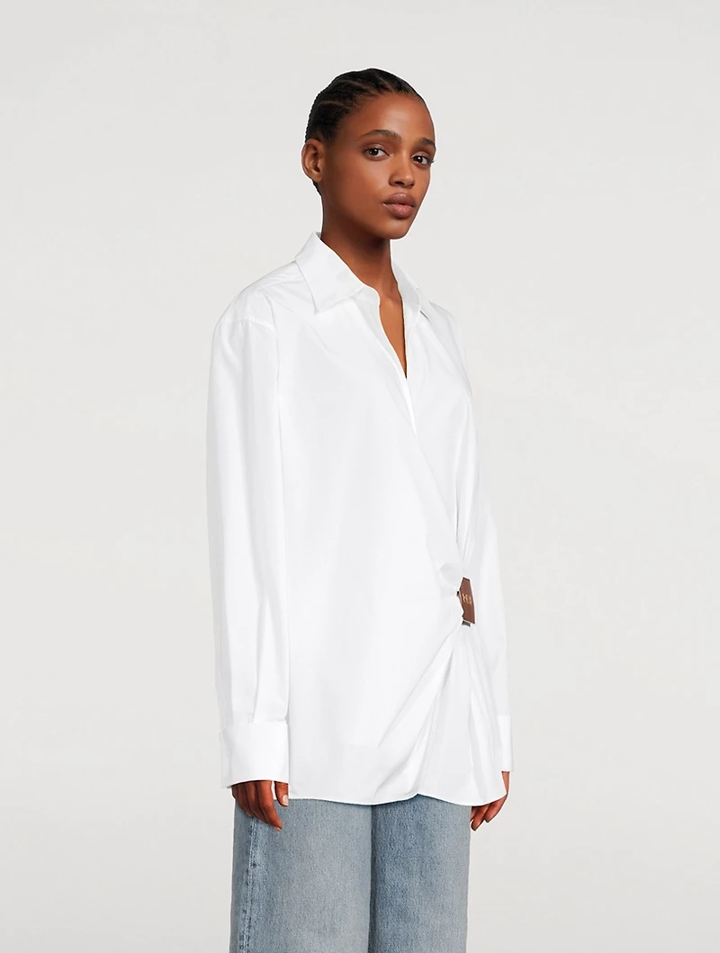 Draped Asymmetrical Wrap Shirt