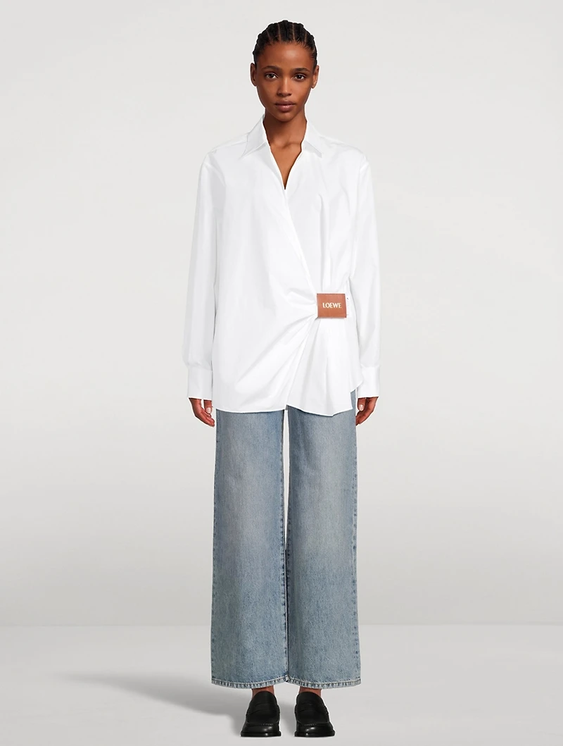 Draped Asymmetrical Wrap Shirt