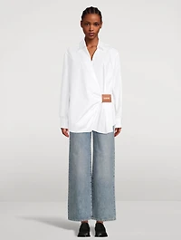 Draped Asymmetrical Wrap Shirt