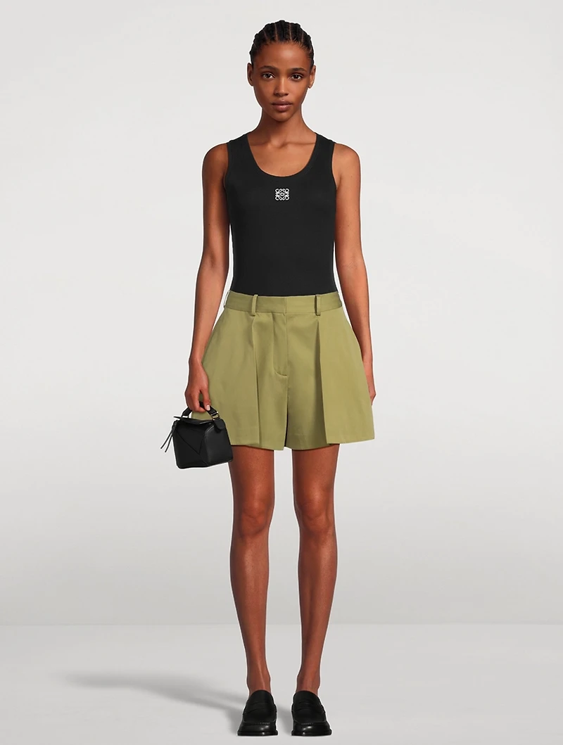Cotton And Silk Trapeze Shorts