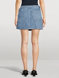 Draped Denim Mini Skirt