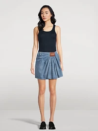 Draped Denim Mini Skirt