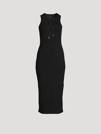 Lace-Up Jersey Midi Dress