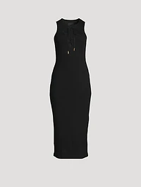 Lace-Up Jersey Midi Dress