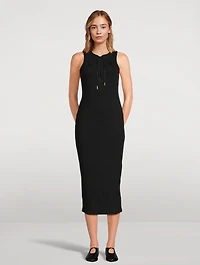 Lace-Up Jersey Midi Dress