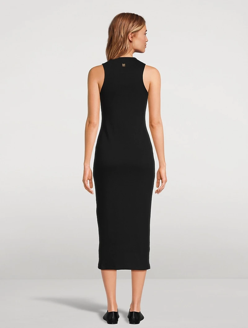 Lace-Up Jersey Midi Dress
