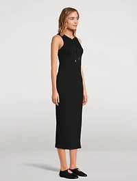 Lace-Up Jersey Midi Dress