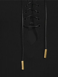 Lace-Up Jersey Midi Dress